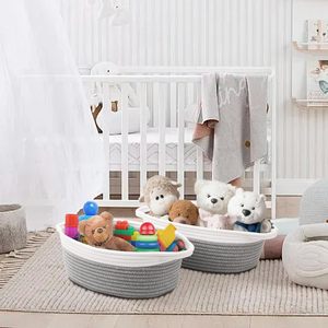 <span class=keywords><strong>Panier</strong></span> de rangement en corde de coton lot de 5 paniers tissés pour organiser avec poignées <span class=keywords><strong>panier</strong></span> décoratif pour bébé pépinière <span class=keywords><strong>chien</strong></span> chat jouet - Product Image 5