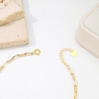 Pulsera de cadena con clip de papel de 2,25mm, joyería de mano, oro Real AU750, ligero, 18K, ajustable para mujer, joyería fina