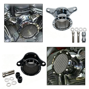 Kit d'admission de filtre à air de style klaxon rétro CNC pour moto Harley XL883 XL1200 1991-2014, nettoyeur d'air noir chromé - Product Image 3