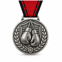 Médaille personnalisée en alliage de zinc plaqué or et argent, avec gravure 3D, pour la boxe