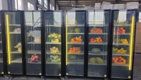 Refrigerador Exhibidor de Bebidas con 3 Puertas, Sin Escarcha, Doble Temperatura, Puerta de Vidrio, Marco Negro, Control Digital para Bar