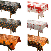 Chemin de table rectangulaire en PEVA anti-taches 4 couleurs, thème Halloween Horreur, tendance, pour la décoration