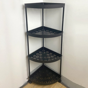 Triangular Bathroom Shelf 4 Layers Floor Standing Corner Storage Rack For Toiletries Personal Care Items - Product Image 1