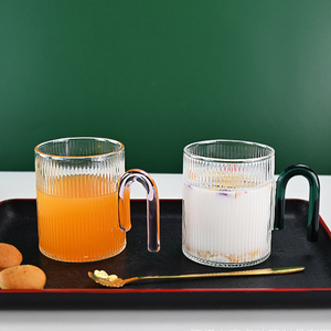 Vasos de Vidrio de Borosilicato Ecológicos al por Mayor para el Consumo Diario de Jugos y Café <span class=keywords><strong>con</strong></span> Diseño de Asa Colorida - Product Image 4