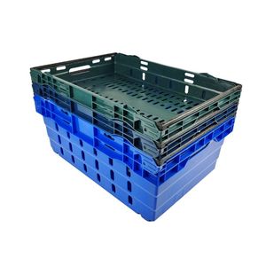Bán buôn làm tổ lưu trữ rau mua sắm màu xanh trái cây màu đỏ Giỏ nhựa Crate với xử lý - Product Image 4
