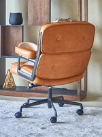 Chaise de bureau ergonomique en cuir pleine fleur, chaise de direction au design nordique Wabi-Sabi, idéale pour projets commerciaux et hôteliers, réglable en hauteur