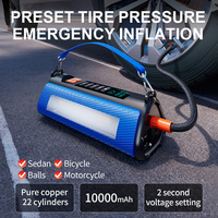Démarreur portable pour moto 10000 mAh avec compresseur d'air, batterie externe à charge rapide, sac EVA, clip intelligent et gonfleur de pneus