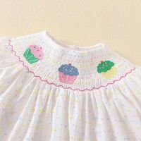 Robe d'été pour filles, nouvelle collection, broderie gâteau, jupe princesse à manches courtes pour enfants, pois colorés, vêtements pour enfants en coton
