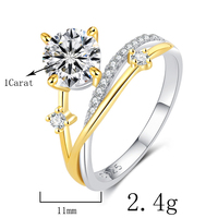 9 Fashion Bagues en Argent 925 Plaqué Or, Design Trajectoire Étoilée, avec Moissanite 1 carat, Passe le testeur de diamant, Bijoux en Moissanite Colorée pour Femme
