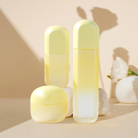 Tarro de Crema Facial Acrílico Amarillo Claro de Lujo con Tapa de Plástico y Pulverizador para Loción, Crema para Ojos, Mascarilla Facial y Champú de Kinpack