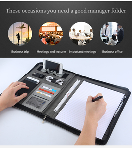 Xám Oxford Canvas <span class=keywords><strong>Zipper</strong></span> Danh Mục Đầu Tư <span class=keywords><strong>Padfolio</strong></span> A4 Kích Thước Vòng Binder Tài Liệu Tập Tin Thư Mục Với Người Giữ Điện Thoại - Product Image 4