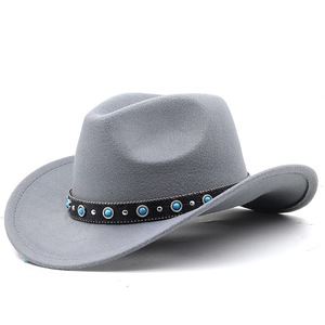 Nuevo cinturón <span class=keywords><strong>de</strong></span> cuero <span class=keywords><strong>turquesa</strong></span> Sombrero <span class=keywords><strong>de</strong></span> vaquero occidental americano Otoño e invierno Hombres y mujeres Sombrero <span class=keywords><strong>de</strong></span> fieltro <span class=keywords><strong>de</strong></span> <span class=keywords><strong>lana</strong></span> Sombrero <span class=keywords><strong>de</strong></span> jazz - Product Image 4
