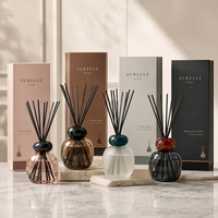 Diffuseur de parfum d'ambiance de luxe 120 ml, bâtonnets inclus, OEM, marque privée, parfum personnalisé, flacon en verre, coffret cadeau, écologique, sécurité professionnelle