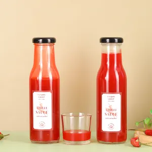 Pâte à salade de confiture de fruits au miel clair 250ml Bouteille de sauce originale de ketchup vide en verre avec couvercle à vis