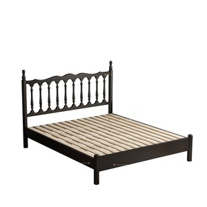 French Retro Black Solid Wood Windsor Bed 1.8m Master Bedroom Double Bed Modern 1.5m Guesthouse Bed - Product Image 5