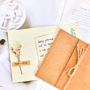 Cartes de vœux artisanales, culturelles et créatives, papier kraft rétro, fleurs séchées, cartes de vœux de vacances pour les enseignants, Noël - Product Image 2