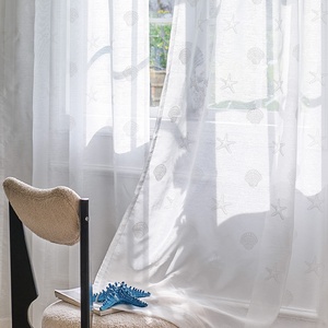 Rideaux transparents Jinchan pour salon, chambre à coucher, rideaux blancs de style côtier pour cabane de plage, chambre d'été, 84 pouces de long - Product Image 2