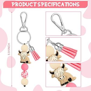 Porte-clés Vache Mabor en Acrylique Durable avec Pompon – Cadeau Animalier Adorable et Coloré pour Femmes et Hommes - Product Image 2