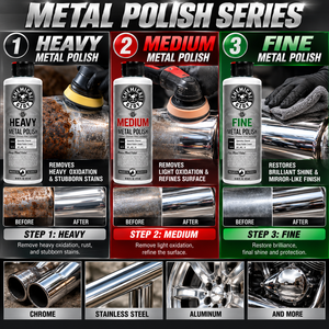 Juego de Pulidores de Metal de 3 Piezas, Sistema de 3 Pasos (Grueso, Medio, Fino) para Eliminar Óxido y Restaurar el Brillo de Cromo, Acero y Aluminio - Product Image 3