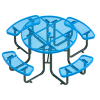 Table de pique-nique extérieure en métal expansé robuste de 4, 6 et 8 pieds avec banc, table à manger en acier pour jardin