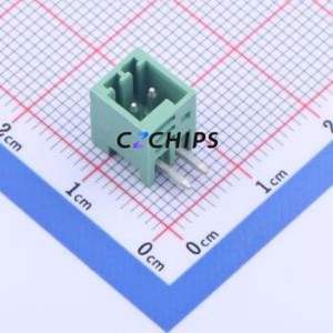 DB2ERC-2.5-2P-GN Plug-in Terminal Block Bent Lead Through Hole,P=2.5mm Connector Board-to-Board / Socket Closed 1x2P 2.5mm Green - Product Image 1