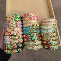 Gelang Bangle Terbuka Desain Bunga Berlapis Emas Paduan Logam Lebar 1.4 cm untuk Wanita, Gaya Istana, Terinspirasi Jingtailan Cina, Fashionable