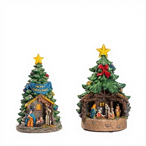 Résine faite à la main décoration de noël cadeau artisanat neige boîte à musique arbre ornement dessin animé père noël boule de cristal pour <span class=keywords><strong>les</strong></span> enfants - Product Image 1