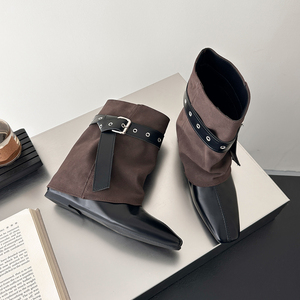 Bottines pour femmes à bout carré, avec sangle à boucle et œillets, à talon bas, pour un usage quotidien - Product Image 6