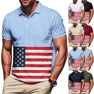 2025 verano hombres Casual para Polo para <span class=keywords><strong>Amazon</strong></span> bandera colorida creativa <span class=keywords><strong>3D</strong></span> media cremallera Camiseta 100% poliéster cuello vuelto - Product Image 5