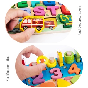 Juguete Educativo de Madera, <span class=keywords><strong>Ocho</strong></span> en Uno, con Forma de Vehículo, Números, Letras y Tablero de Pesca, Ecológico, para la Educación Temprana de Niños - Product Image 5