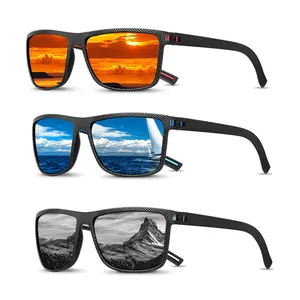 Óculos de sol esportivos masculinos com lentes polarizadas, óculos de sol com armação preta personalizada, novidade em vendas por atacado