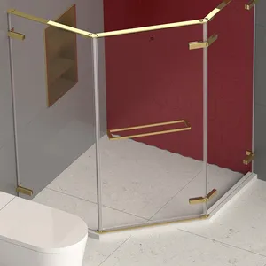 Nouveau produit verre trempé sans cadre en acier inoxydable poignée charnière porte de douche salle de bain cabine de douche