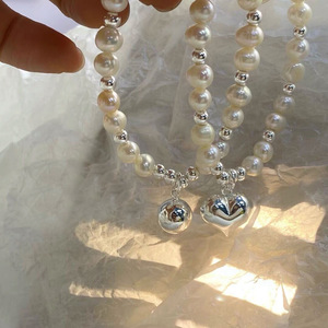 Heart Shape Freshwater Pearl Bracelet S925 Sterling <b>Silver</b> Women's <b>Beaded</b> Jewelry Everyday Wear - Product Image 5