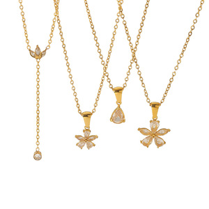 Collier Pendentif Fleur en Acier Inoxydable Plaqué Or 18K avec Sertissage Griffe, Bijou Fin pour Usage Quotidien TN3309TN3313TN3316TN3317 - Product Image 5