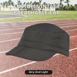 Custom Logo Unisex Vintage Breathable Lightweight Nylon <b>Canvas</b> Solid Color Adjustable <b>Plain</b> Flat Four Seasons Cadet - Product Image 2