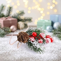 Rangkaian Bunga Natal, Ranting Pinus, Jarum Pinus Buatan, Buah Berry Merah, Ranting Pinus Natal Realistis