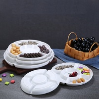 Vente en gros de vaisselle de restaurant service de fruits en plastique plateau à collation divisé en mélamine de 12 pouces à 5 compartiments
