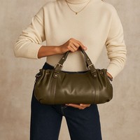 Sac bandoulière en cuir PU avec logo personnalisé, sac fourre-tout rétro bowling grande capacité, sac sous le bras pour femme, idéal pour le travail, le shopping et les voyages
