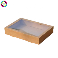 Boîte alimentaire personnalisée en papier kraft grande capacité avec fenêtre transparente, impression de logo personnalisée disponible pour la restauration, les pique-niques