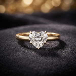 Bague de fiançailles solitaire personnalisée en or jaune 9 carats avec diamant de laboratoire taille cœur D VS1 CVD HPHT certifié IGI, bijoux de luxe pour mariage - Product Image 4