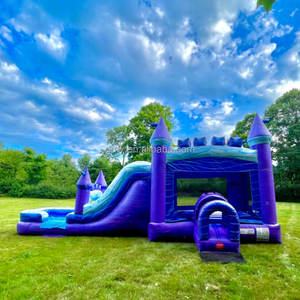 Château gonflable GMY violet et bleu pour jouer à l'extérieur avec toboggan et piscine, aire de <span class=keywords><strong>jeux</strong></span> pour enfants - Product Image 1