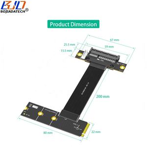 180องศา PCI-E 4.0ช่องเสียบ4X ไปยัง NGFF <span class=keywords><strong>M</strong></span>.2 NVMe Key-<span class=keywords><strong>M</strong></span> L-Type สายต่อการ์ดอะแดปเตอร์20ซม. พร้อมไฟ15PIN SATA - Product Image 3