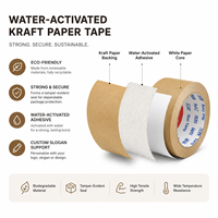 Ruban adhésif en papier kraft écologique activé par l'eau, déchirable à la main, inscriptible, inviolable, pour l'expédition, l'emballage et le bureau