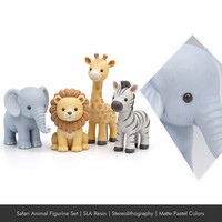 Set de Figuras de Animales de Safari Impresas en 3D con Resina SLA, Estereolitografía, Acabado Mate Pastel, Juguete Infantil, Decoración, Personalizado OEM