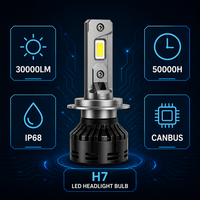 Ampoule de phare LED H7 TK-MOD666 300W 30000LM, double tube en cuivre, 6000K, Canbus, IP68, super lumineuse, ampoules LED pour voiture, éclairage automobile