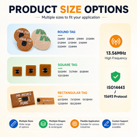 Étiquette NFC personnalisée mini FPC réinscriptible N213 N215, autocollant NFC 13,56 MHz ISO14443A en PET, tailles rondes et carrées pour contrôle d'accès