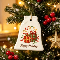 Décorations de Noël en céramique blanche en forme de cloche, collection premium, prix d'usine, cadeau saisonnier classique, souvenir