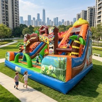 Château gonflable PVC avec trampoline, obstacles, toboggan et aire de jeux pour enfants, idéal pour la location extérieure, événements et jeux, résistant à l'eau