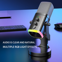 Microphone à condensateur dynamique YU8 avec éclairage RGB, suppression du bruit, 48V, léger, filaire, type-C, pour streaming en direct, jeux et enregistrement