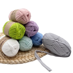 Venta caliente 100G Listo Stock a granel camiseta Premium Hilo Más de 60 colores algodón crochet camiseta Hilo grueso cinta hilo - Product Image 3